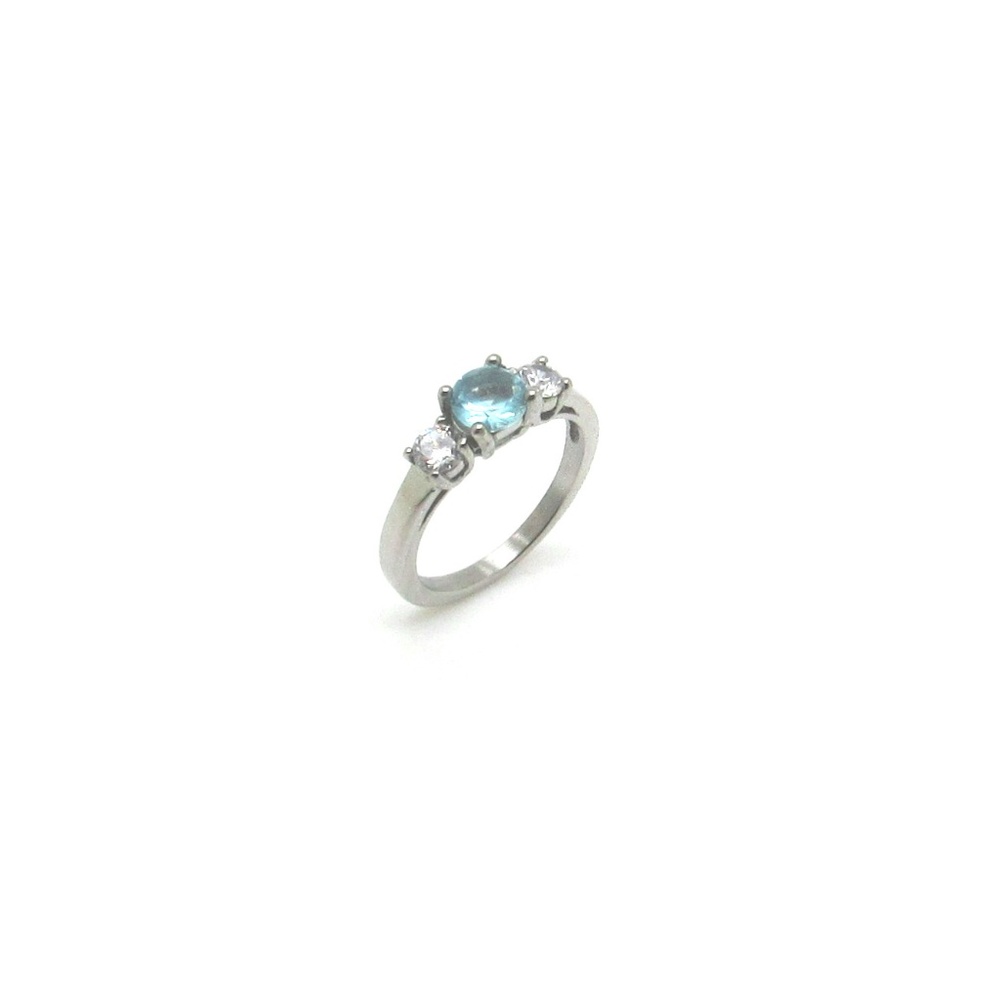 Stainless Steel Aquamarine  Birthstone Ring
